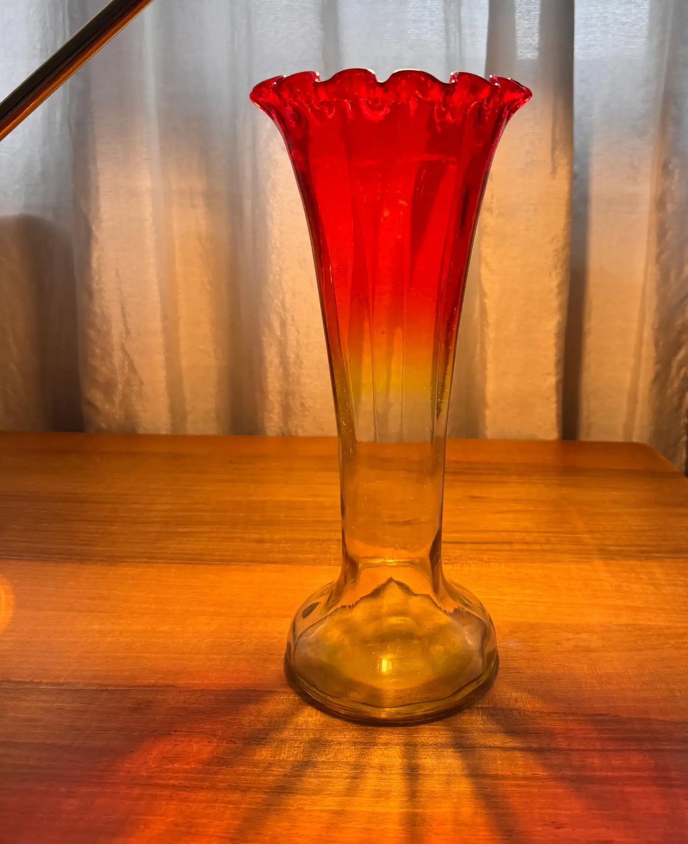 Art Nouveau Vintage Amberina Glass Trumpet Vase, c. 1890–1910