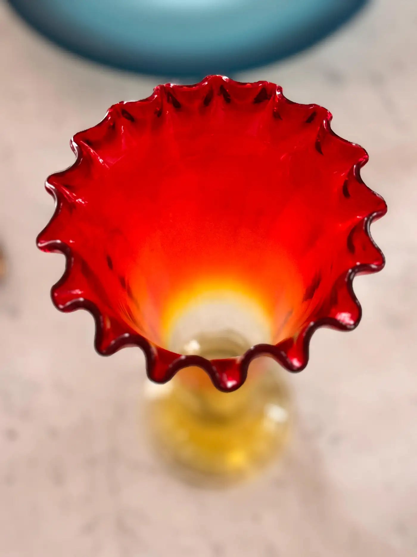 Art Nouveau Vintage Amberina Glass Trumpet Vase, c. 1890–1910