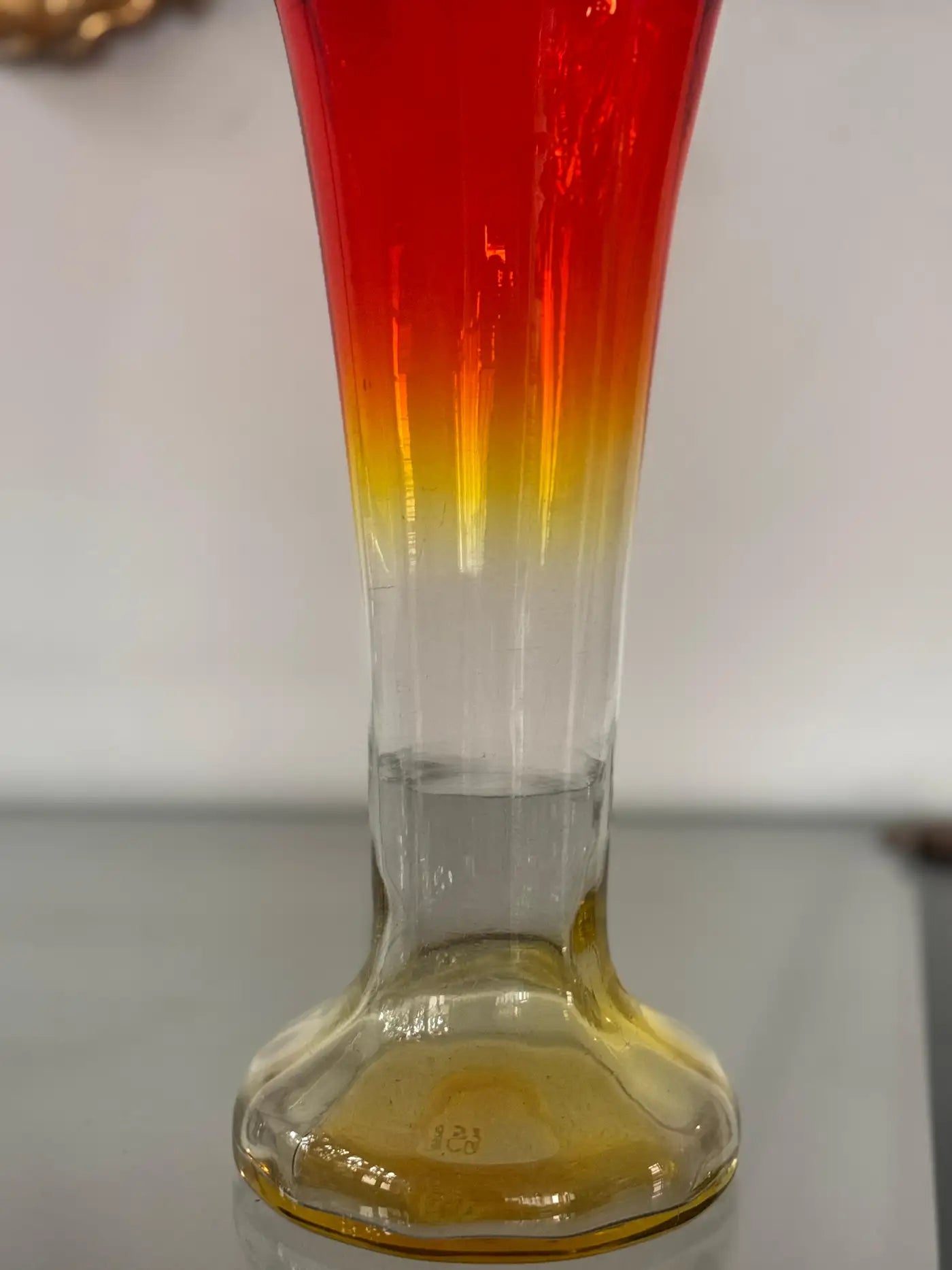 Art Nouveau Vintage Amberina Glass Trumpet Vase, c. 1890–1910