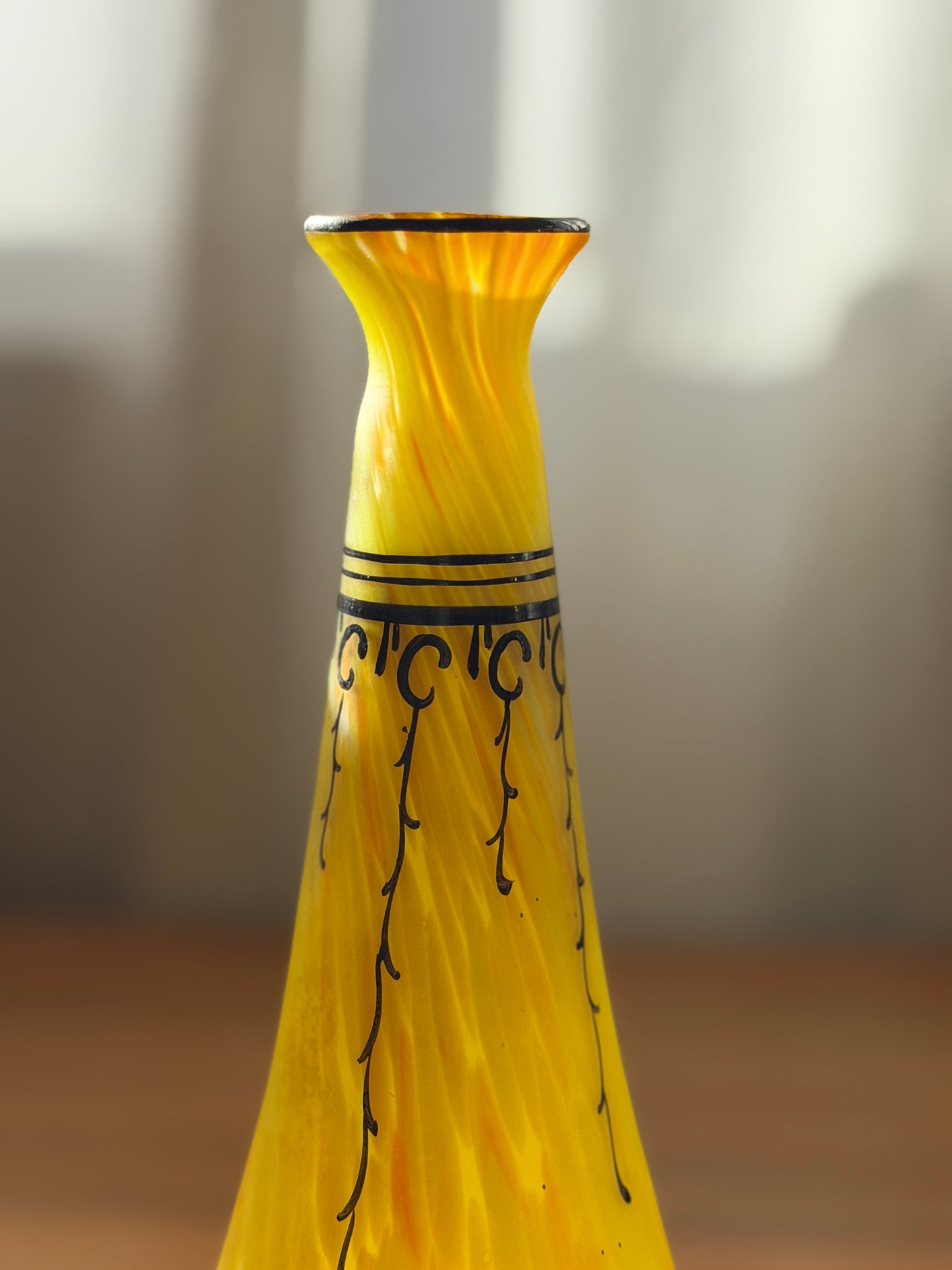 Art Nouveau Yellow Cased-Glass Bud Vase, signed Legras, France c.1900