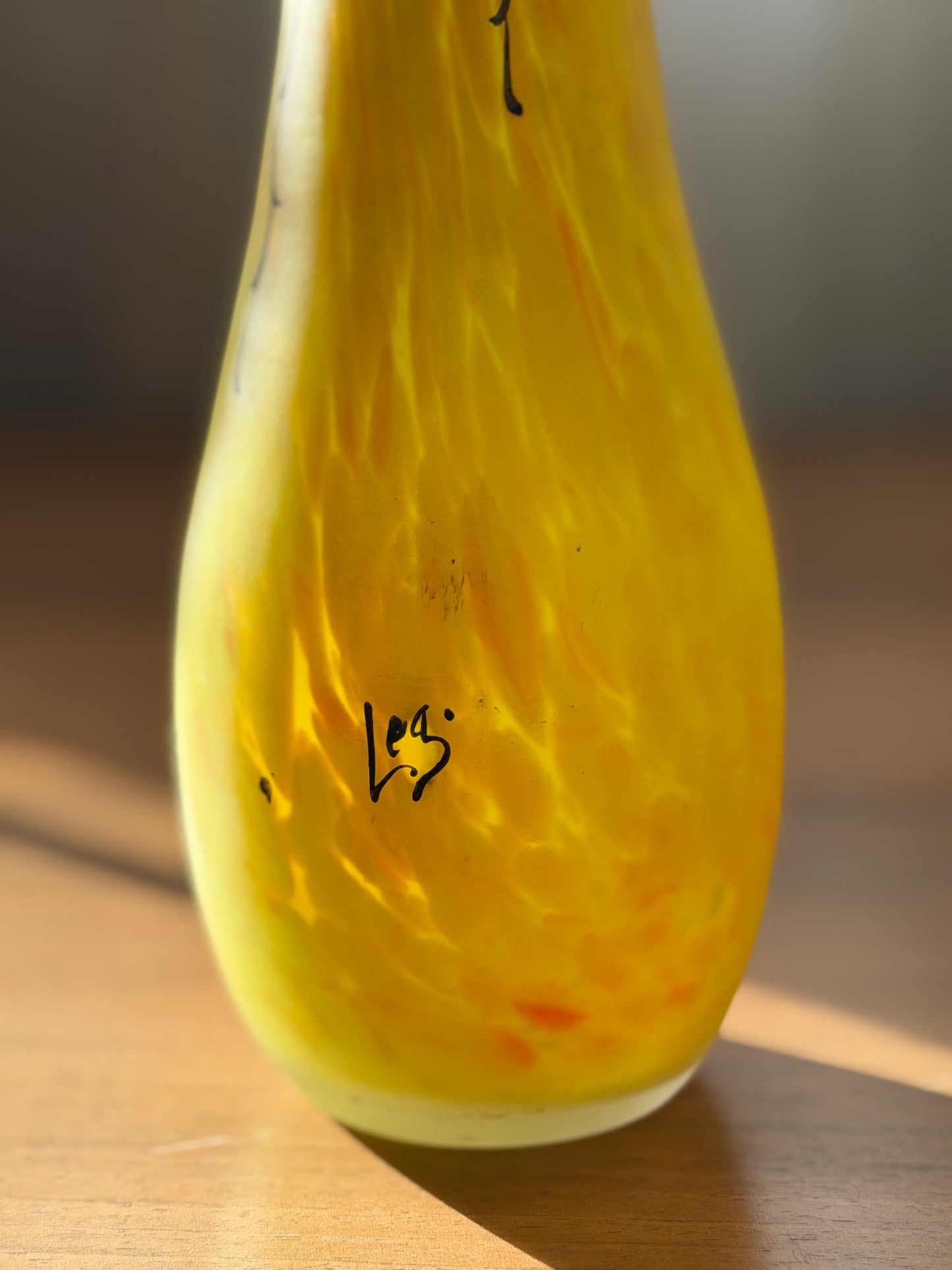 Art Nouveau Yellow Cased-Glass Bud Vase, signed Legras, France c.1900