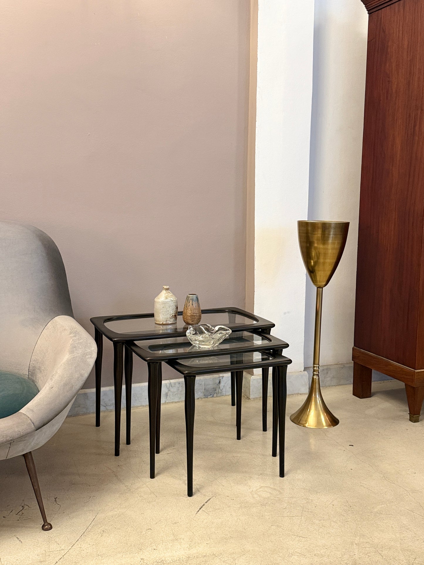 Shop Celis Contemporary Hammered Nickel Brass Champagne Bucket Stand - Spirit Gallery Vintage Furniture