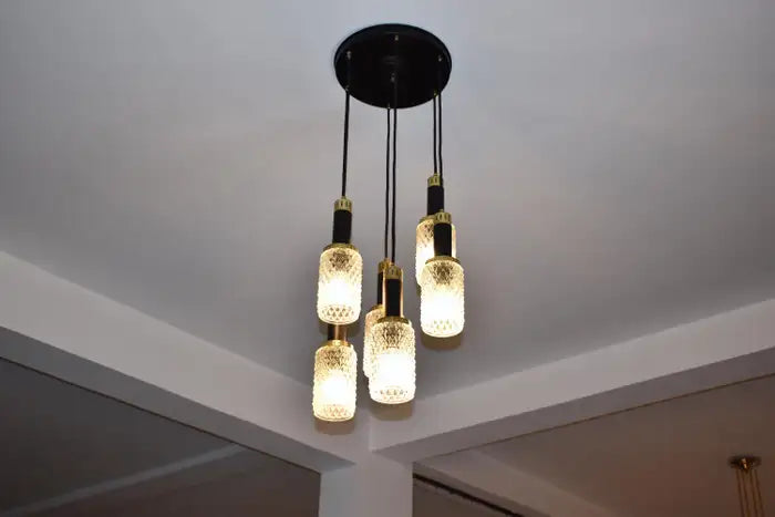 1960's 6 Light Glass Pendant by Stilnovo