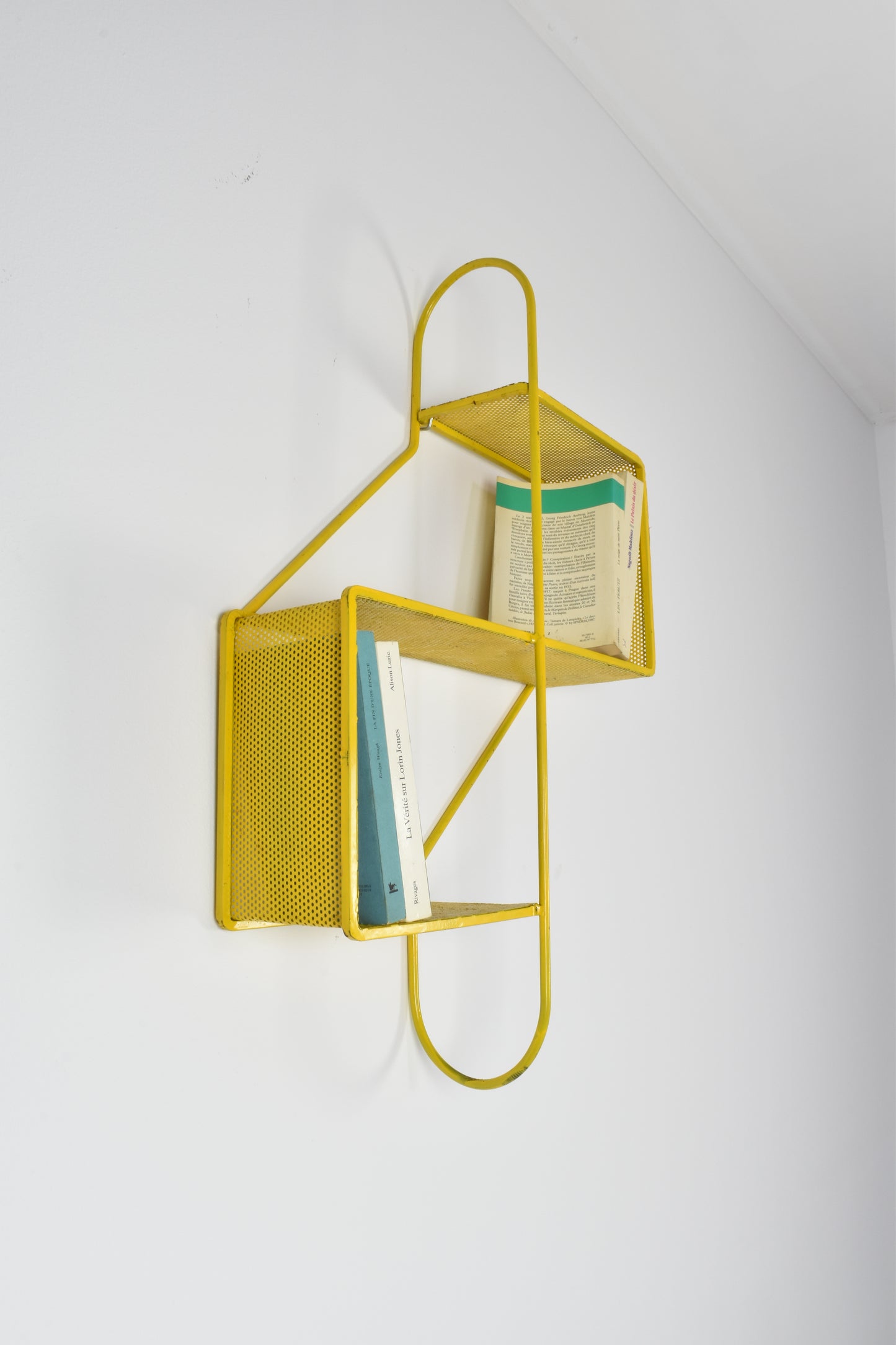 French Metal Wall Shelf "Clé de Sol" by Mathieu Matégot, 1955