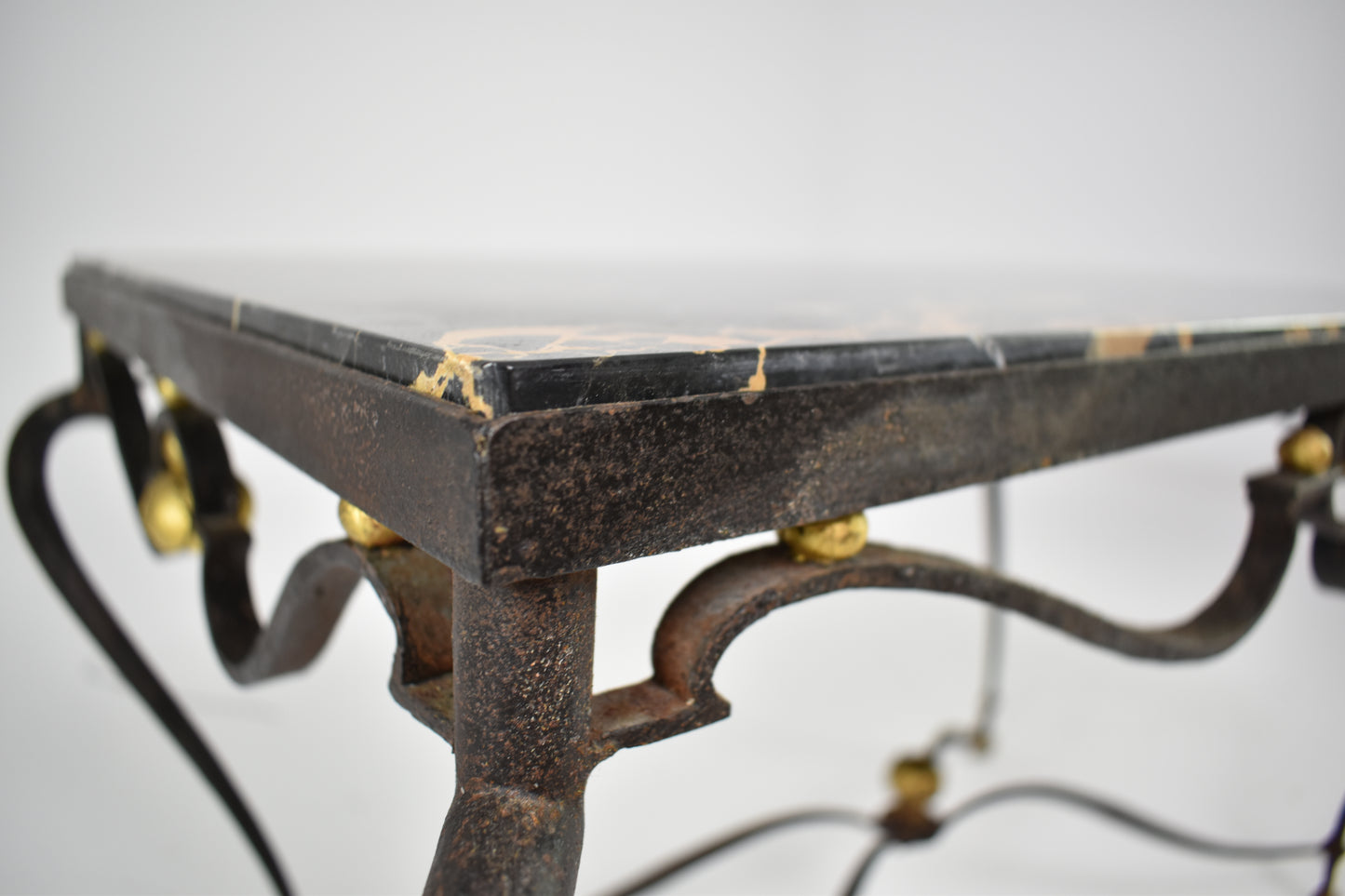 French Brass & Marble Coffee Table Attributed to René Drouet, circa 1945