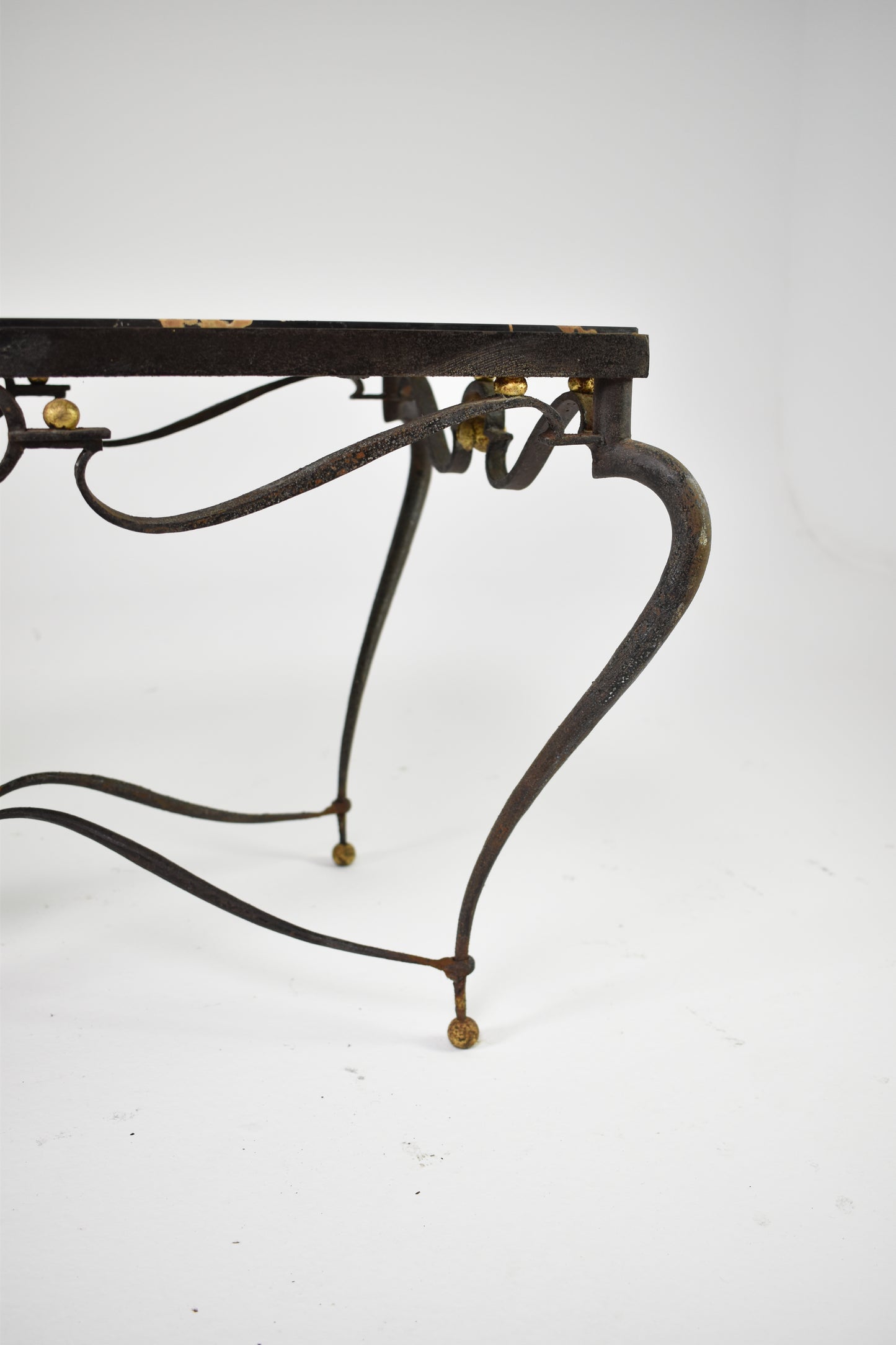 French Brass & Marble Coffee Table Attributed to René Drouet, circa 1945