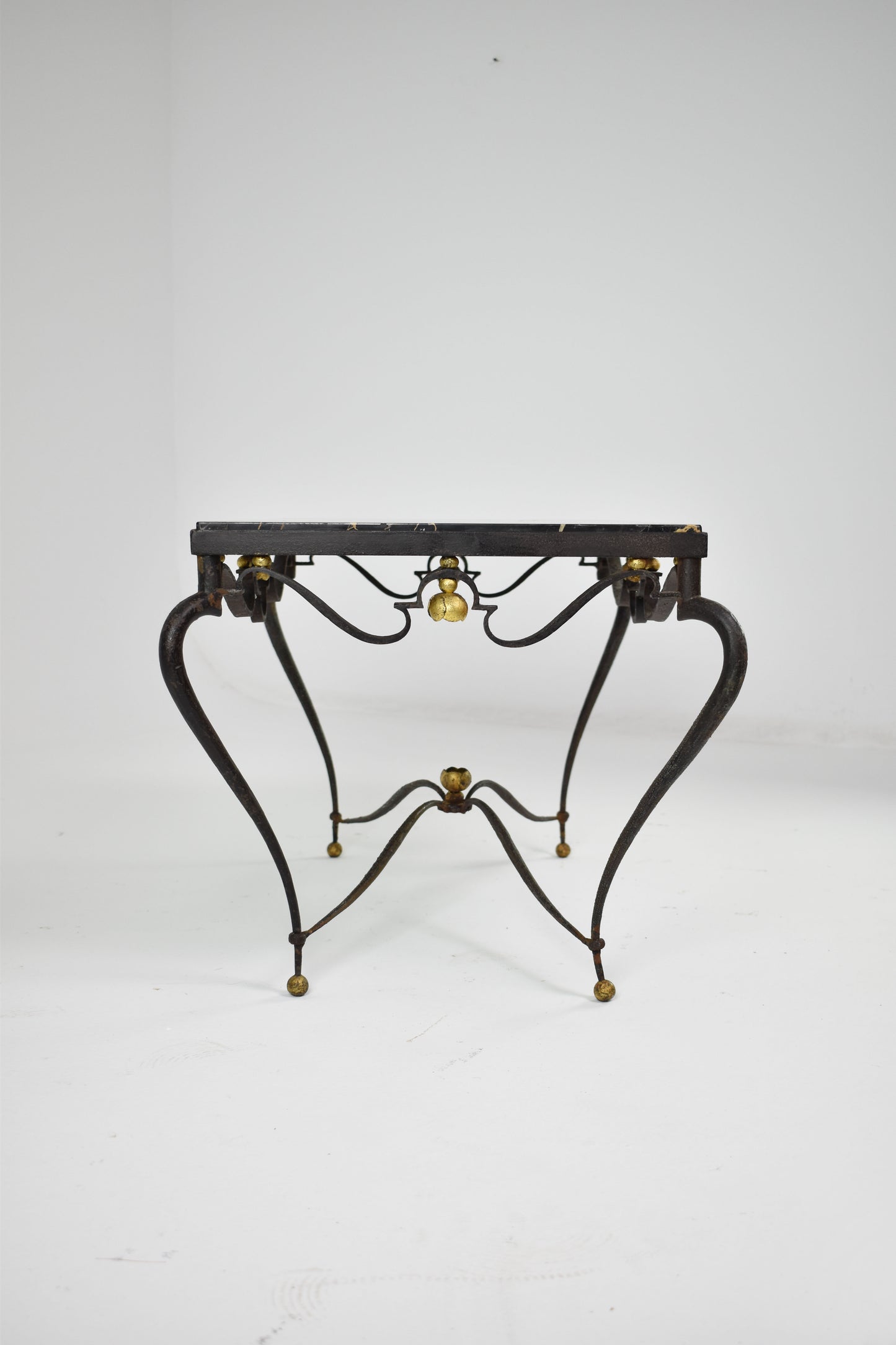 French Brass & Marble Coffee Table Attributed to René Drouet, circa 1945