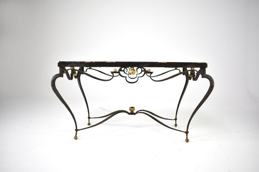 Shop French Brass & Marble Coffee Table Attributed to René Drouet, circa 1945 - Spirit Gallery Vintage Furniture