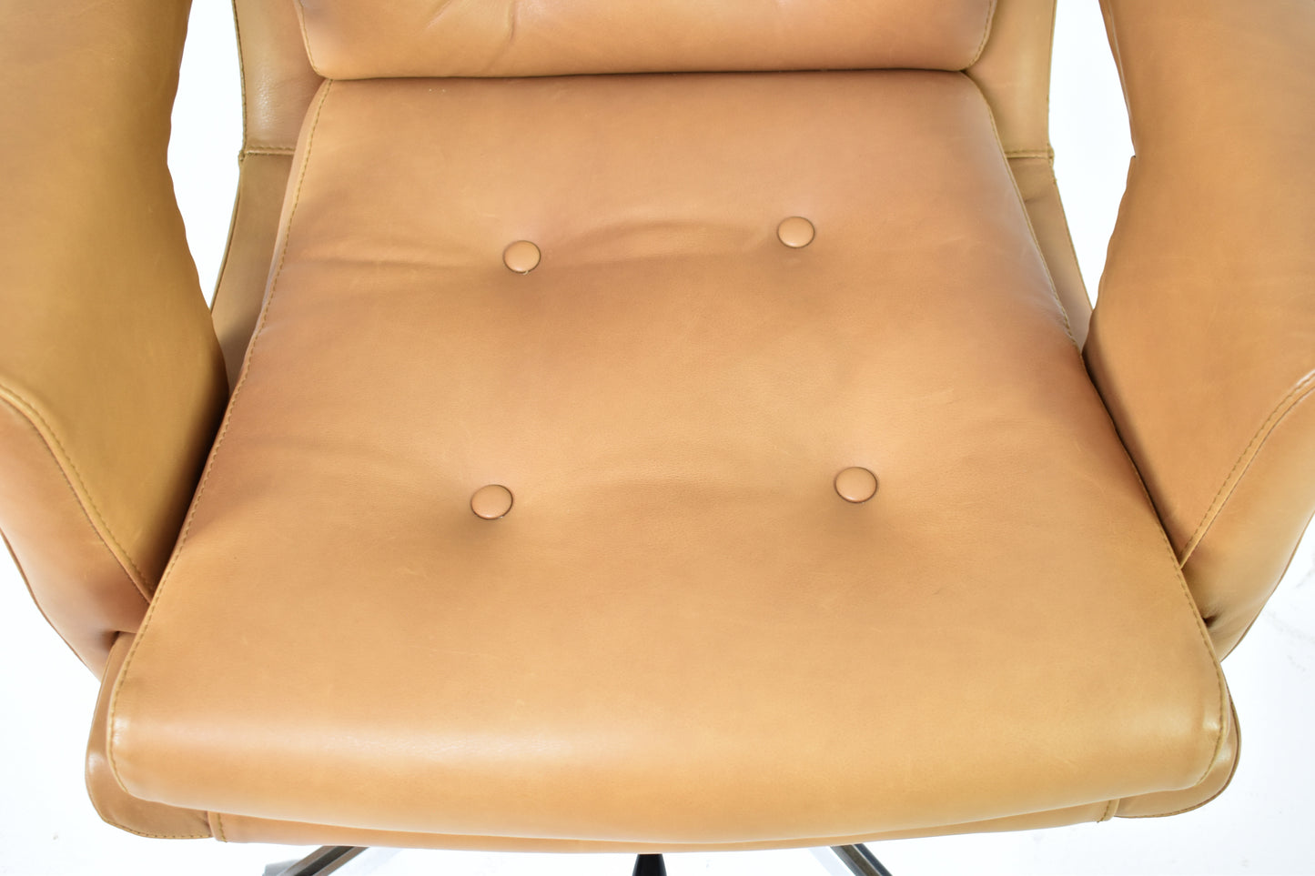 French Leather Executive Chair Attributed to Raphaël Raffel for Apelbaum, 1970s