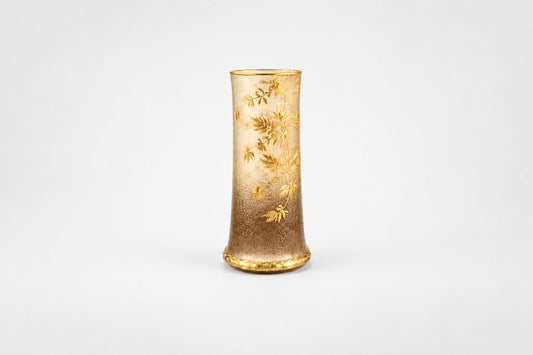 French Art Nouveau Gilt Martelé Glass Vase Attributed to Legras, 1900s