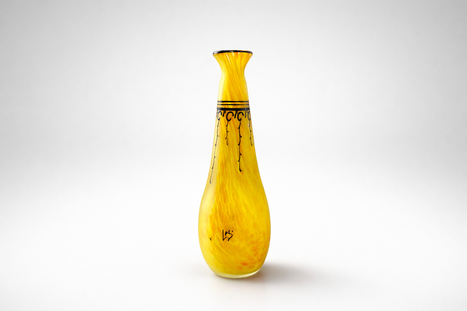 Art Nouveau Yellow Cased-Glass Bud Vase, signed Legras, France c.1900