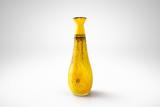 Art Nouveau Yellow Cased-Glass Bud Vase, signed Legras, France c.1900