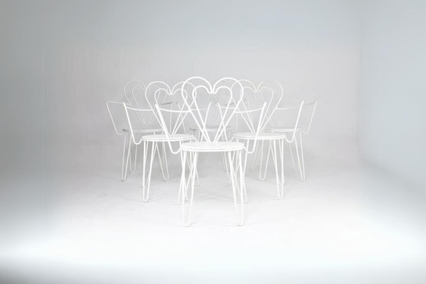 French Metal Heart Chairs by Mathieu Matégot, 1950s