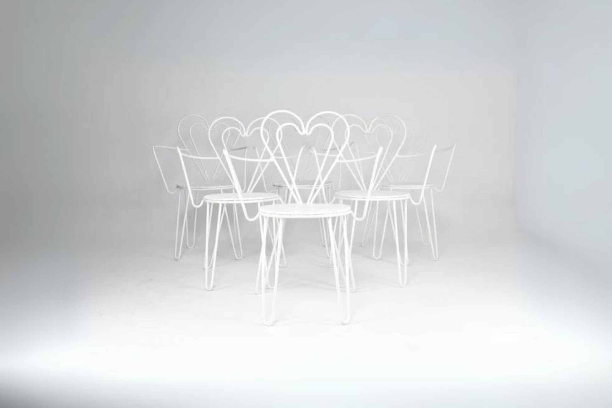 French Metal Heart Chairs by Mathieu Matégot, 1950s