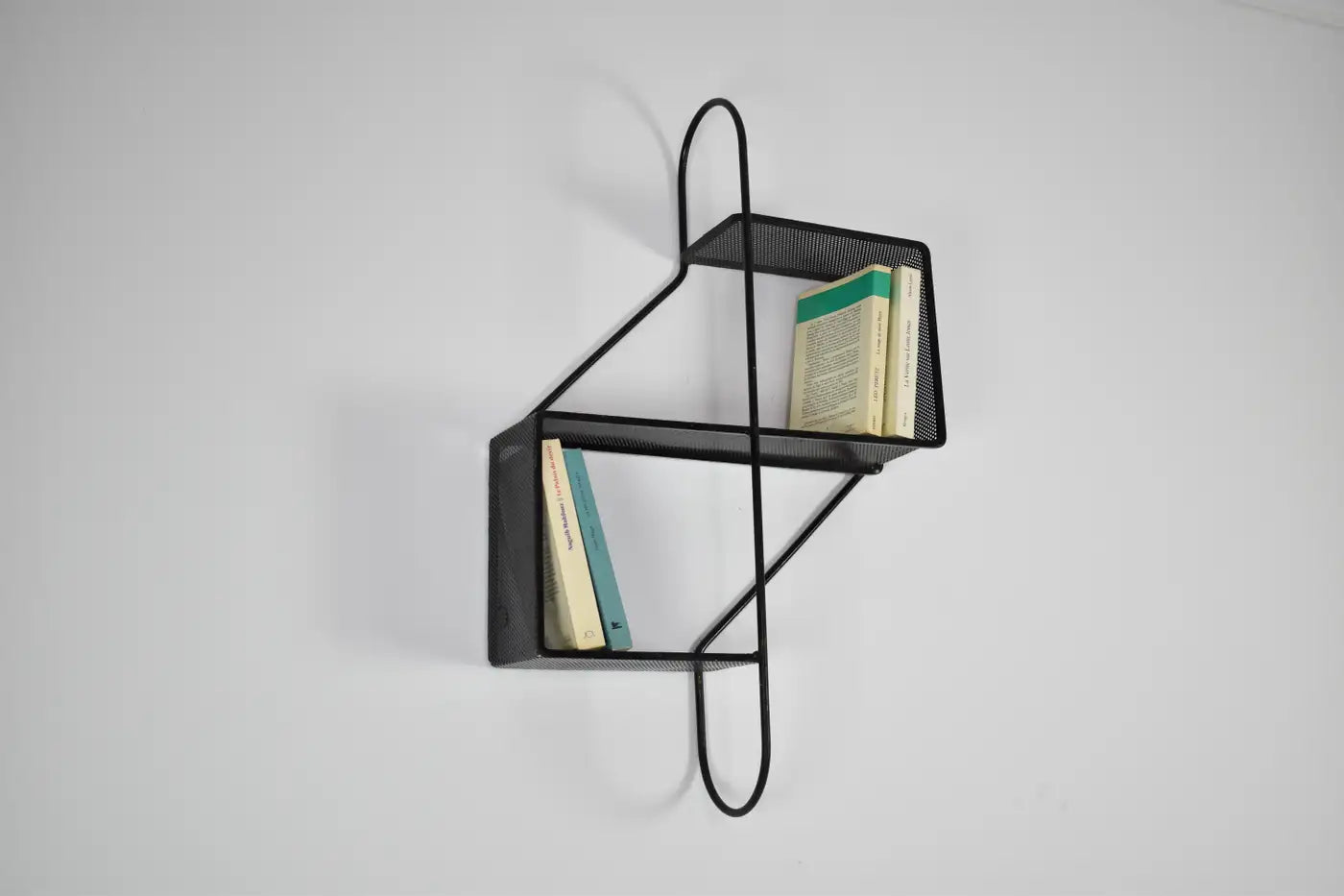 French Metal Wall Shelf "Clé de Sol" by Mathieu Matégot, 1955