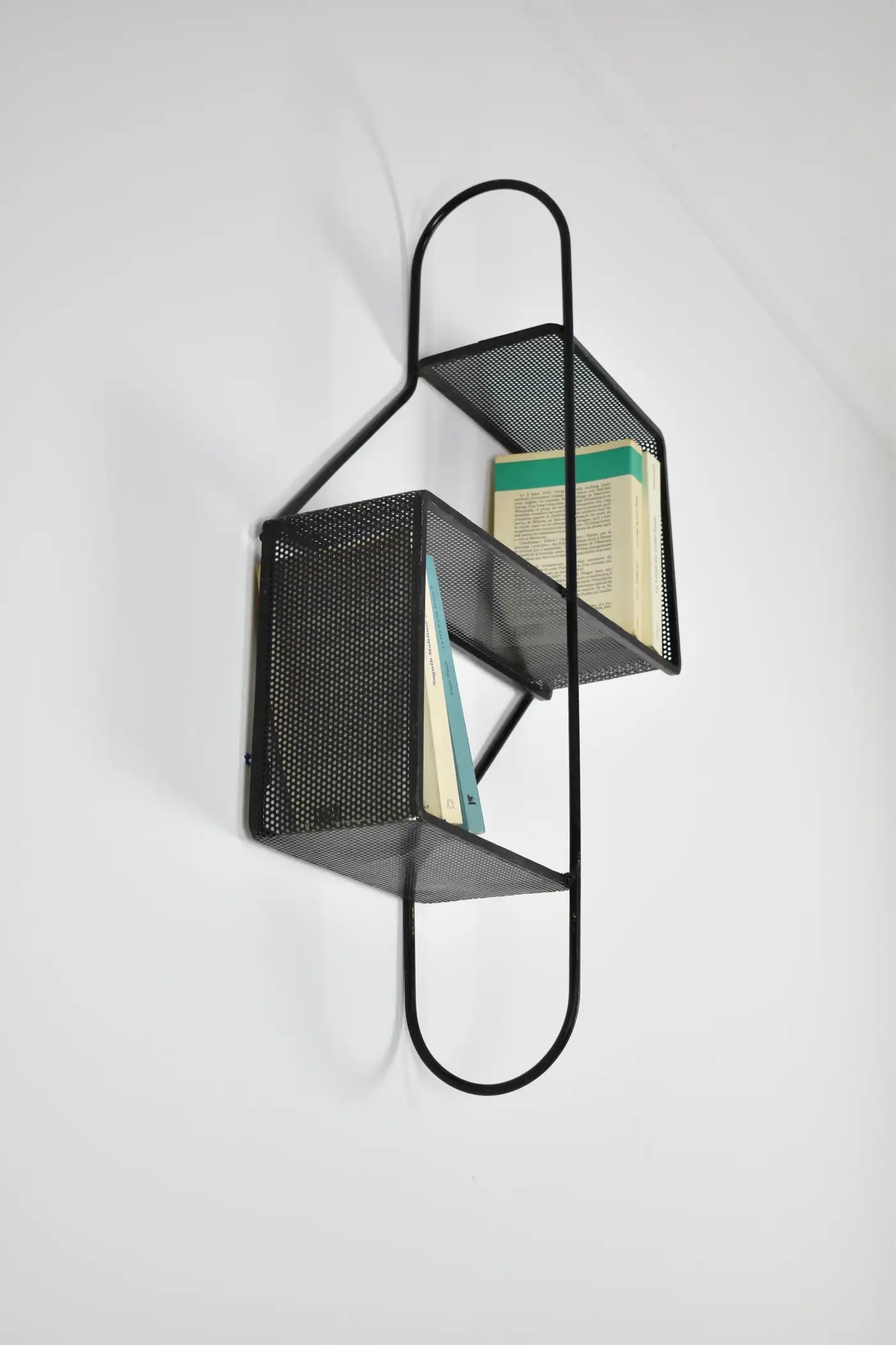 French Metal Wall Shelf "Clé de Sol" by Mathieu Matégot, 1955