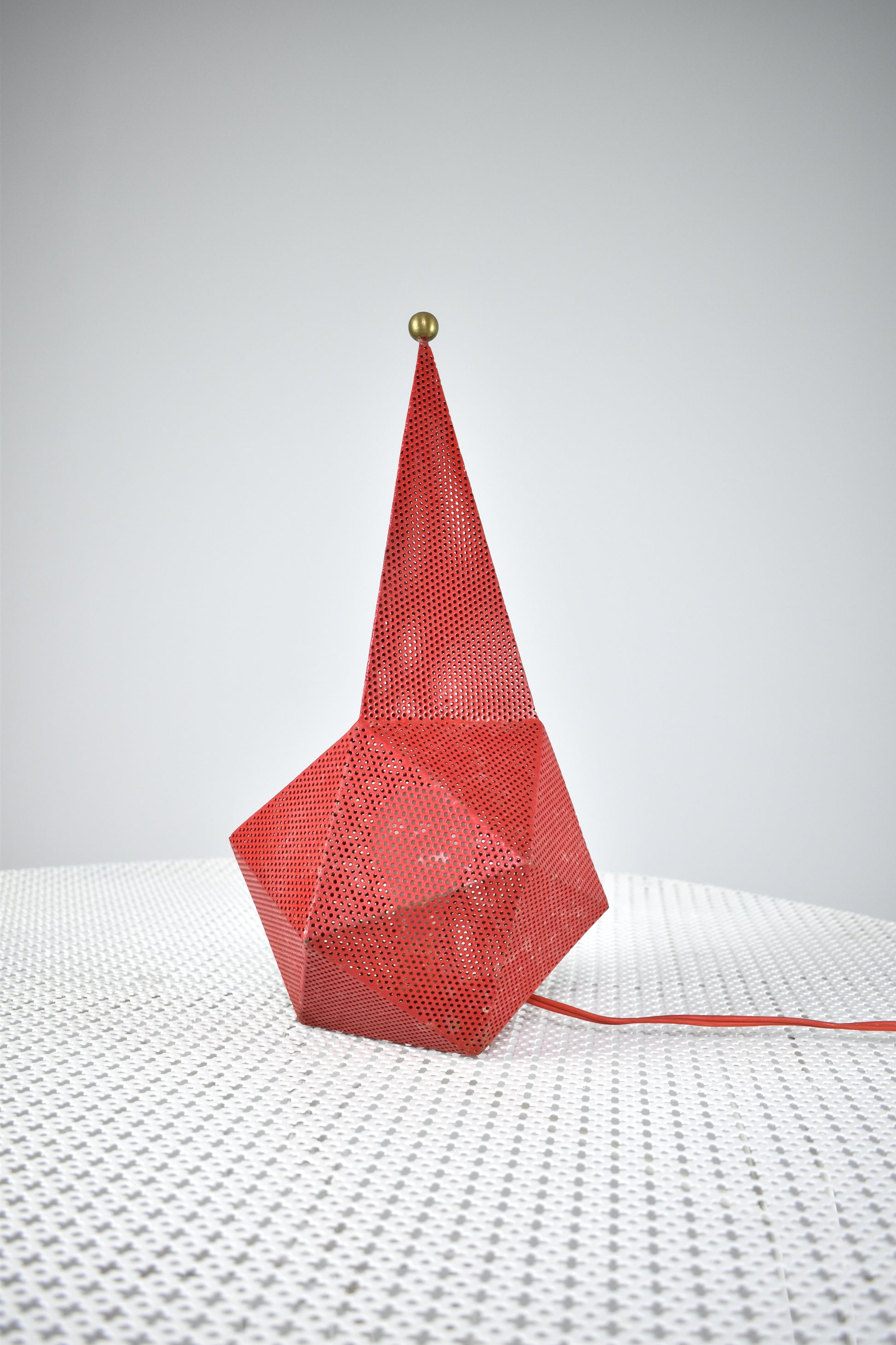 French Perforated Metal Table Lamp by Mathieu Matégot, 1950s