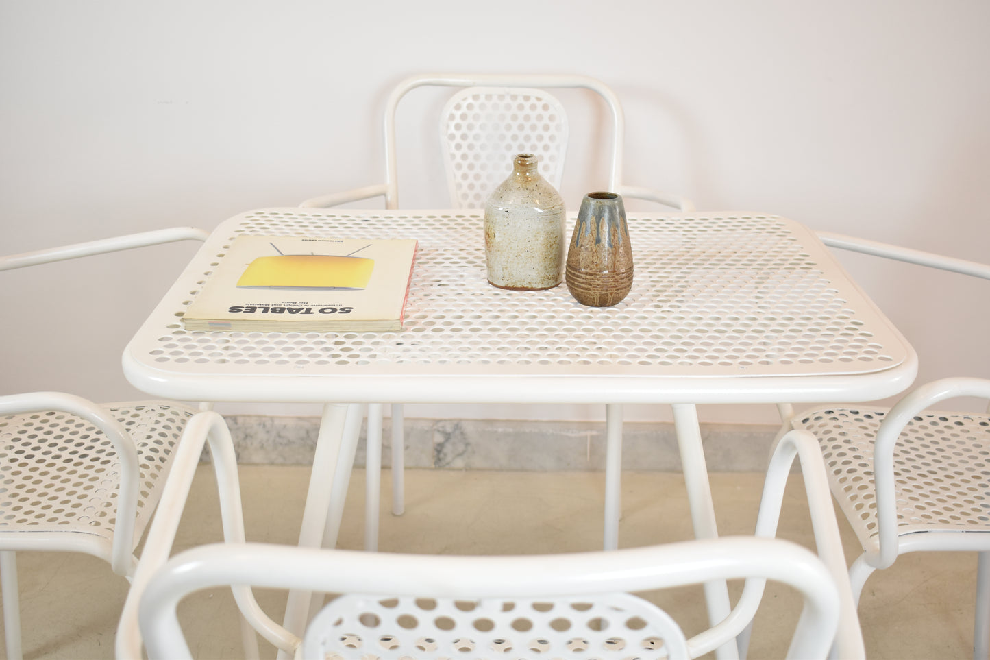French 'Radar' Metal Garden Table by Rene Malaval, 1940s-1950s