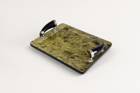 Galena Fur, Horn & Steel Tray, Italy, 1970s