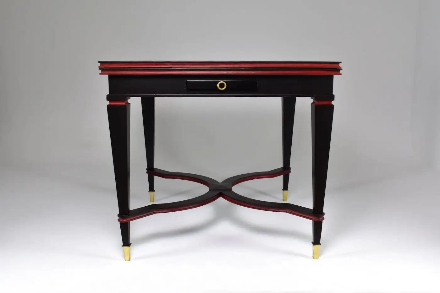 Set of 4 Restored Italian Dining Armchairs with Game Table, 1960s