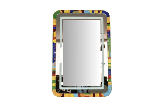 Handcrafted Led Light Mosaic and Brass Bathroom Mirror by Jonathan Amar Studio