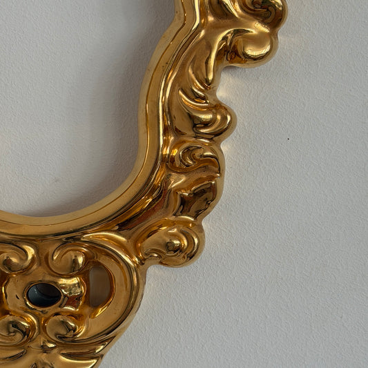 Italian Hollywood Regency Rococo Gilt Ceramic Wall Mirror Frame
