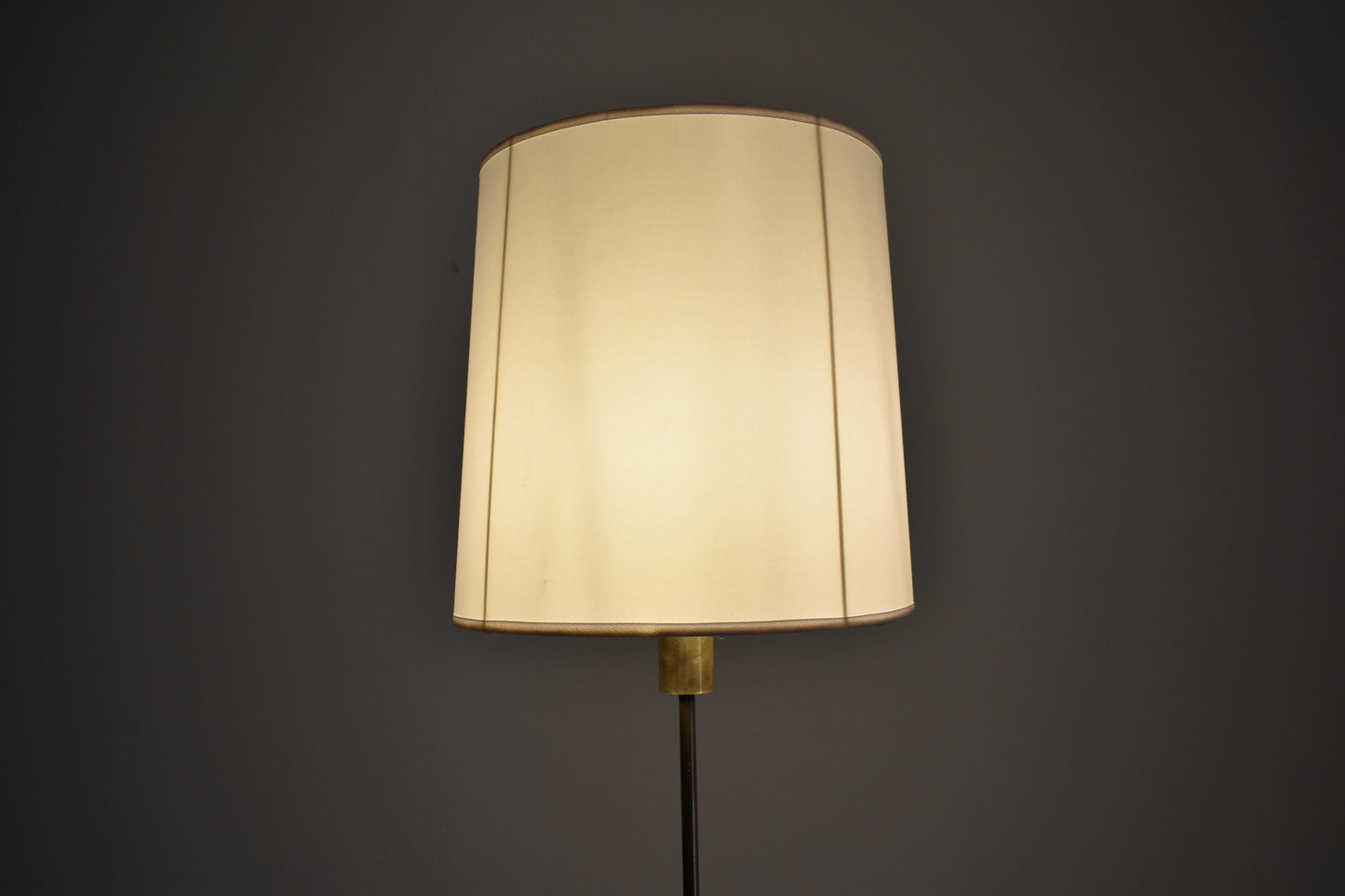 Italian Brass and White Metal Tripod Floor Lamp in the Style of Stilnovo, 1950s