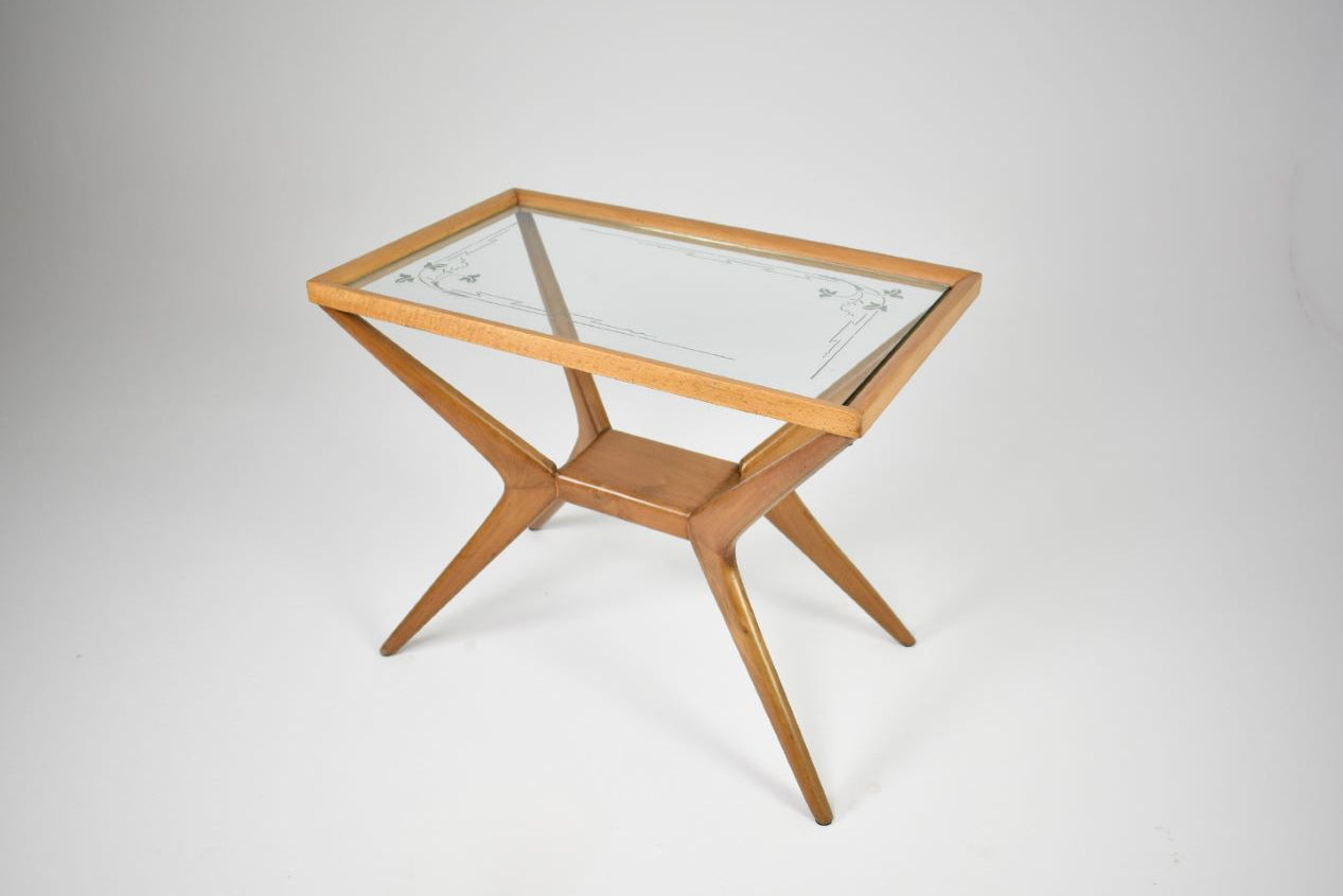 ItalianGlassandWoodCoffeeTableintheStyleofCesareLacca_1940s_50s