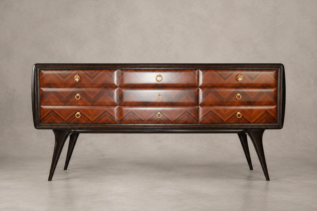 Vintage Italian Nine-Drawer Commode Attributed to Vittorio Dassi, 1950s