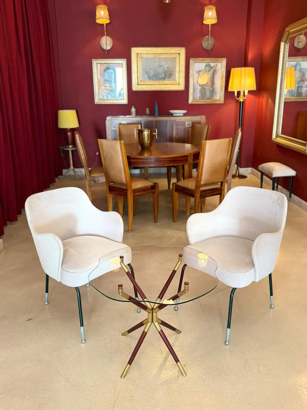 1958 Italian Glass & Brass Coffee Table by Cesare Lacca