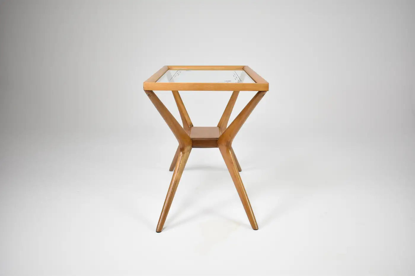 Table basse italienne en verre et bois dans le style de Cesare Lacca, années 1940-50