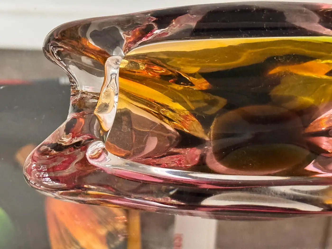 Cendrier en verre Sommerso italien, Murano, attribué à Josef Rozínek, années 1960