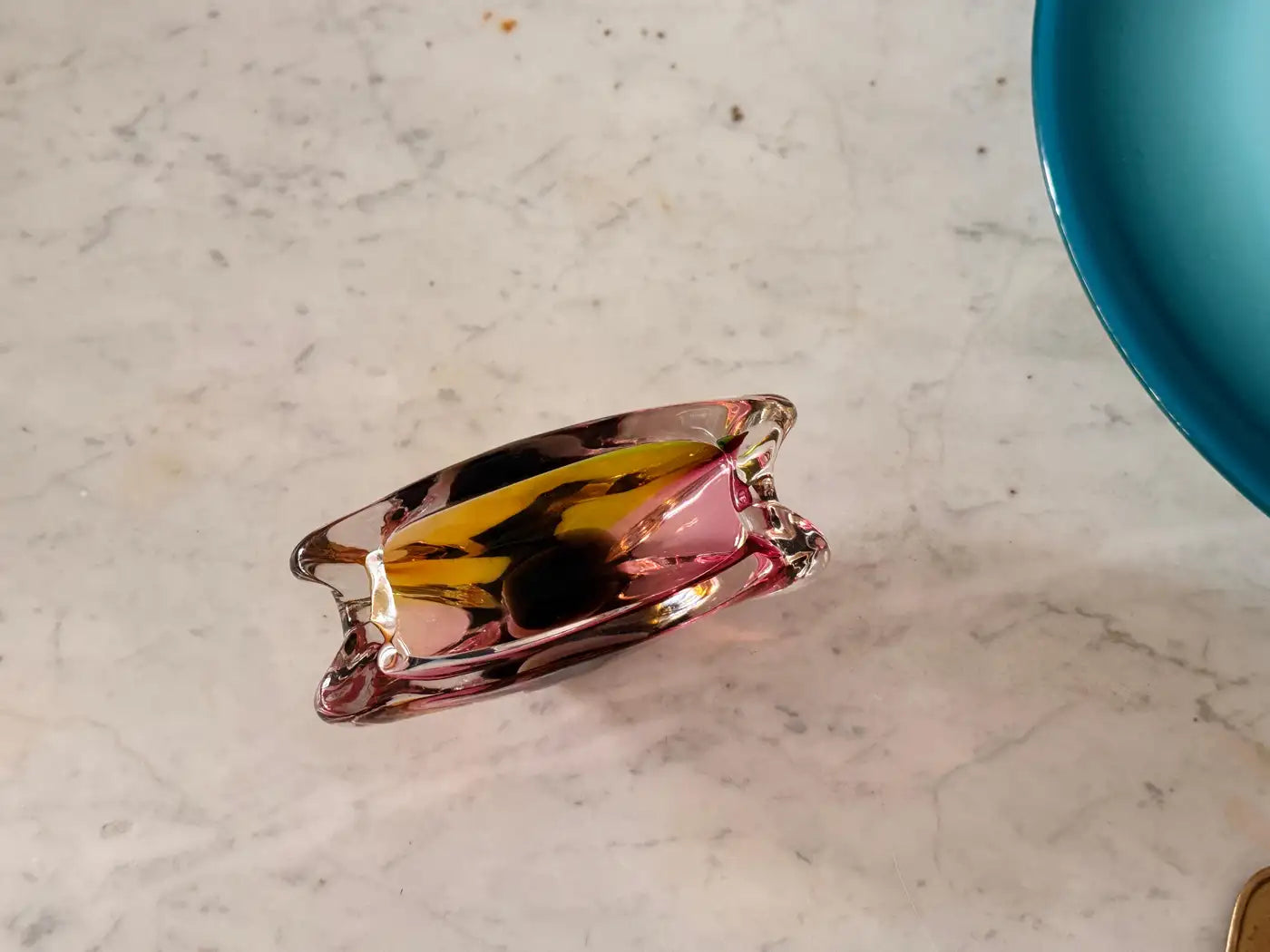 Cendrier en verre Sommerso italien, Murano, attribué à Josef Rozínek, années 1960