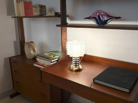 Italian Vintage Modernist Lucite and Brass Table Lamp, c. 1968–1975
