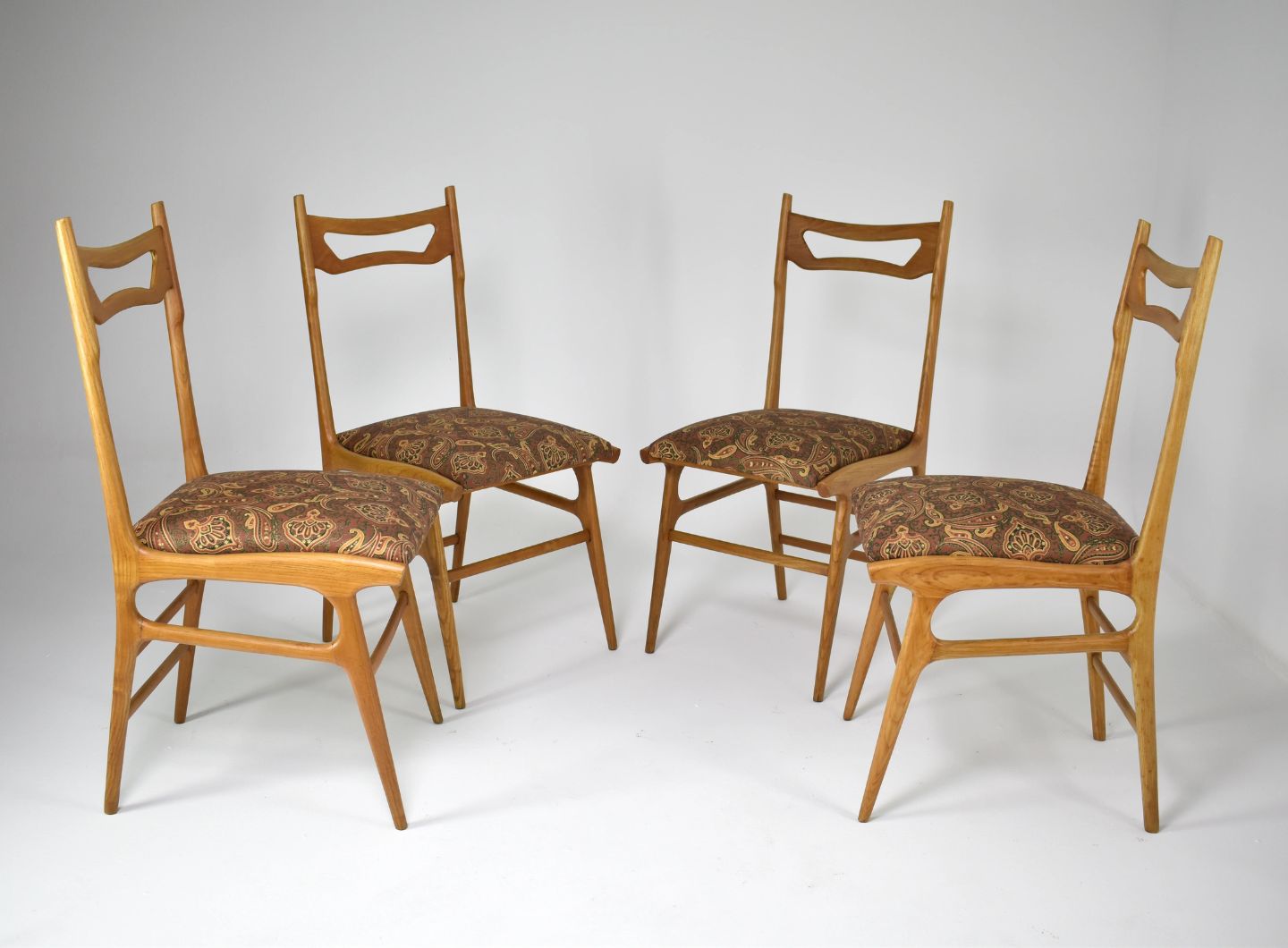 Italian Vintage Wooden Dining Chairs, Set of Four, 1950s
