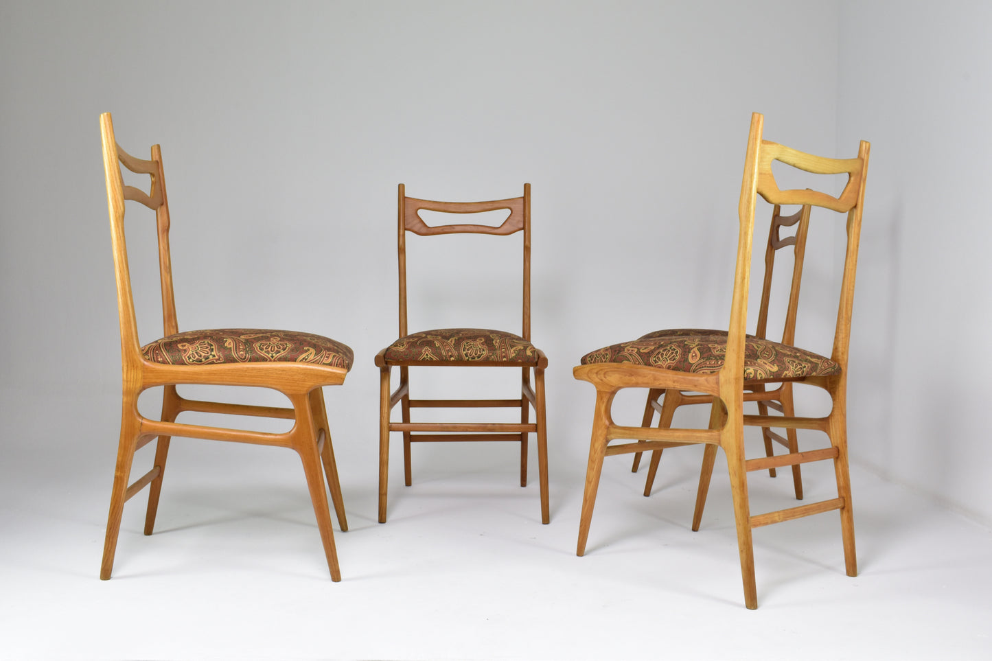 Italian Vintage Wooden Dining Chairs, Set of Four, 1950s