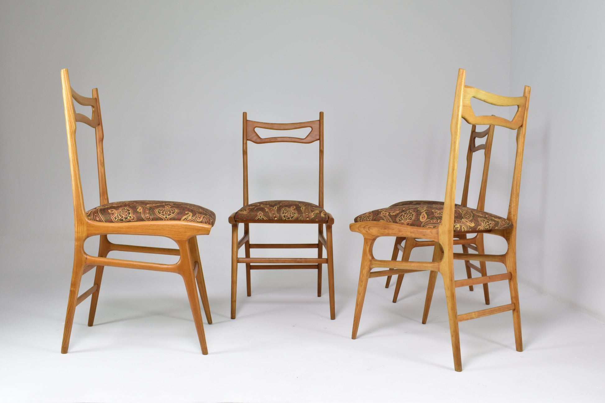 Italian Vintage Wooden Dining Chairs, Set of Four, 1950s