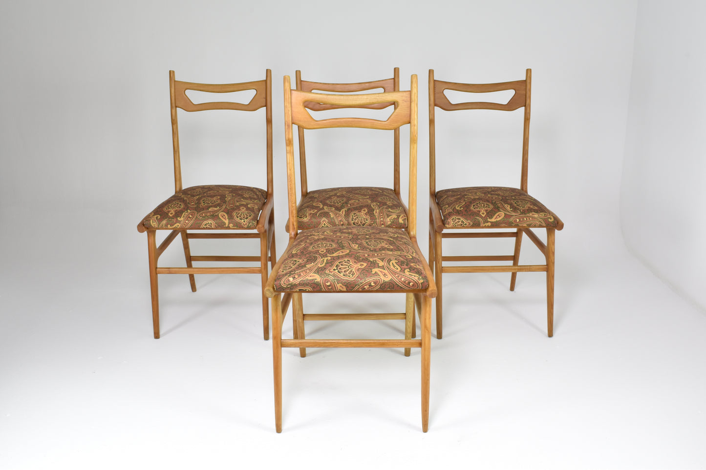 Italian Vintage Wooden Dining Chairs, Set of Four, 1950s