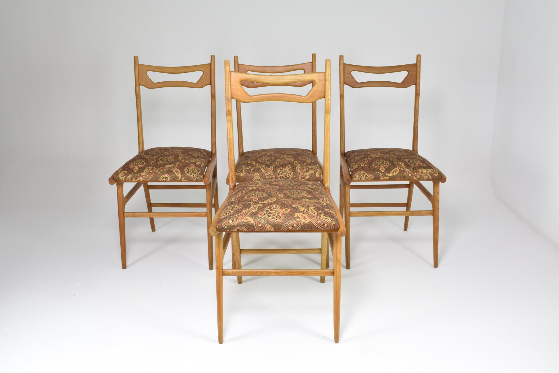 Italian Vintage Wooden Dining Chairs, Set of Four, 1950s