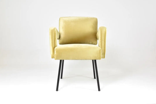 Jacques Adnet French Presidential Velvet Armchair, 1950s