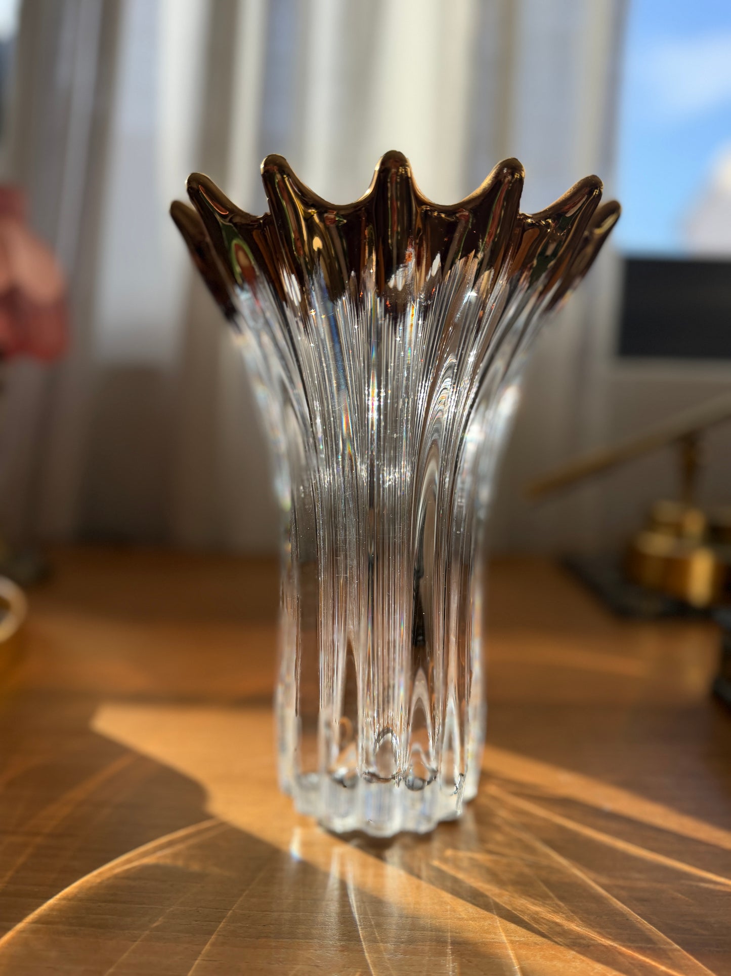 Vase en cristal à bordure couronnée, Europe, années 1960-1970