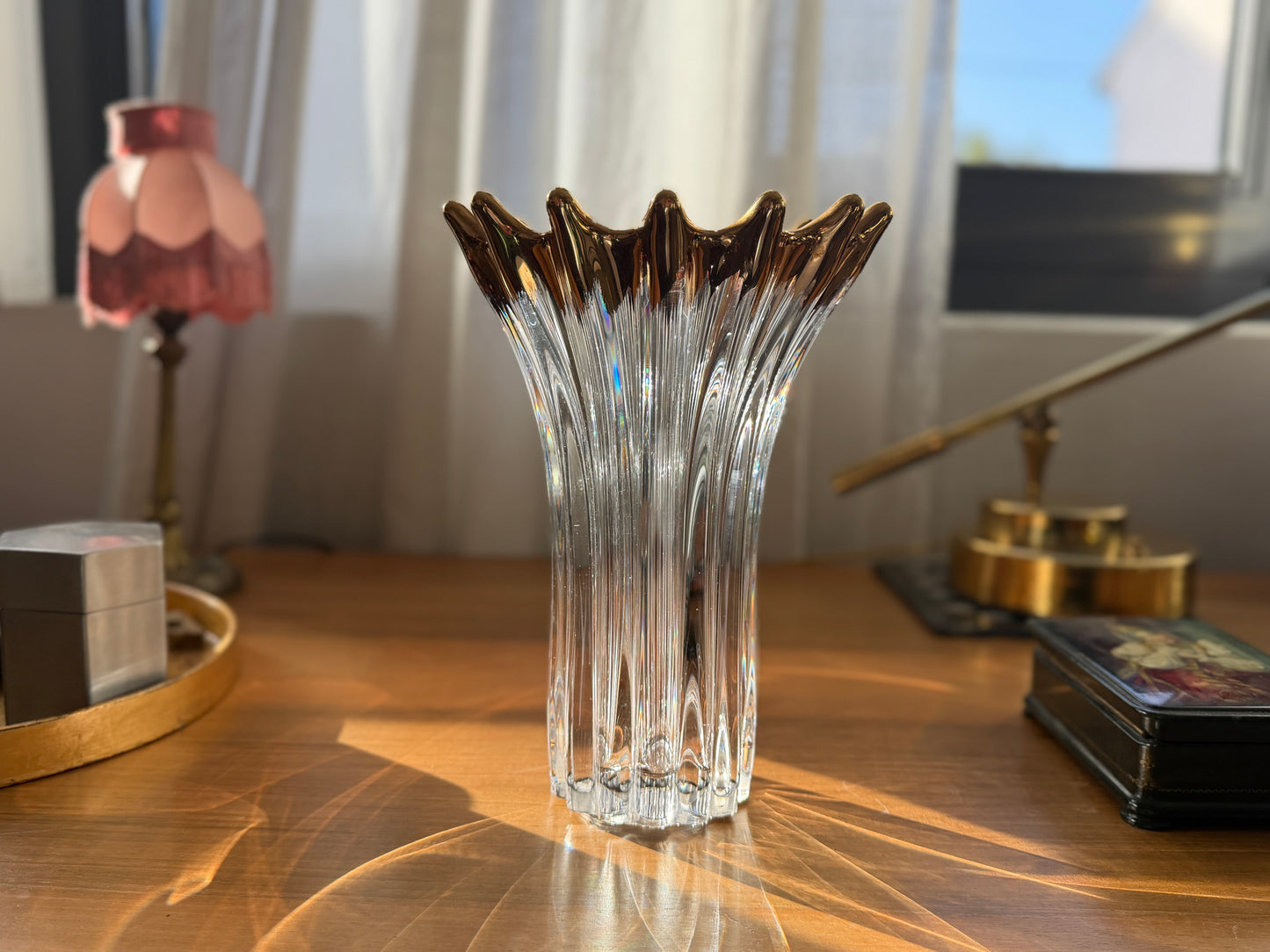 Vase en cristal à bordure couronnée, Europe, années 1960-1970