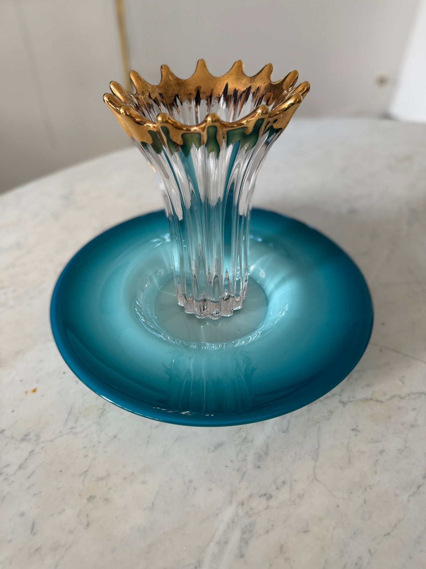 Vase en cristal à bordure couronnée, Europe, années 1960-1970