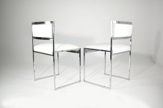 Pair of Chrome & Leather "SQ-AL" Chairs by Willy Rizzo, Italy, 1970s