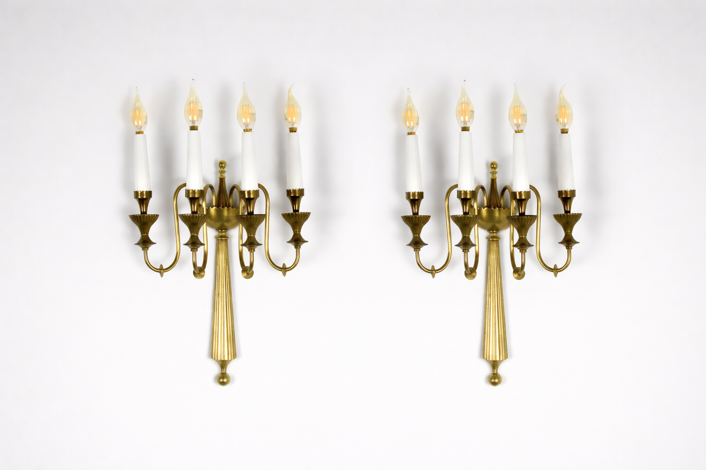 Shop Pair of Four-Light Italian Brass Candelabra Sconces, 1940s - Spirit Gallery Vintage Furniture