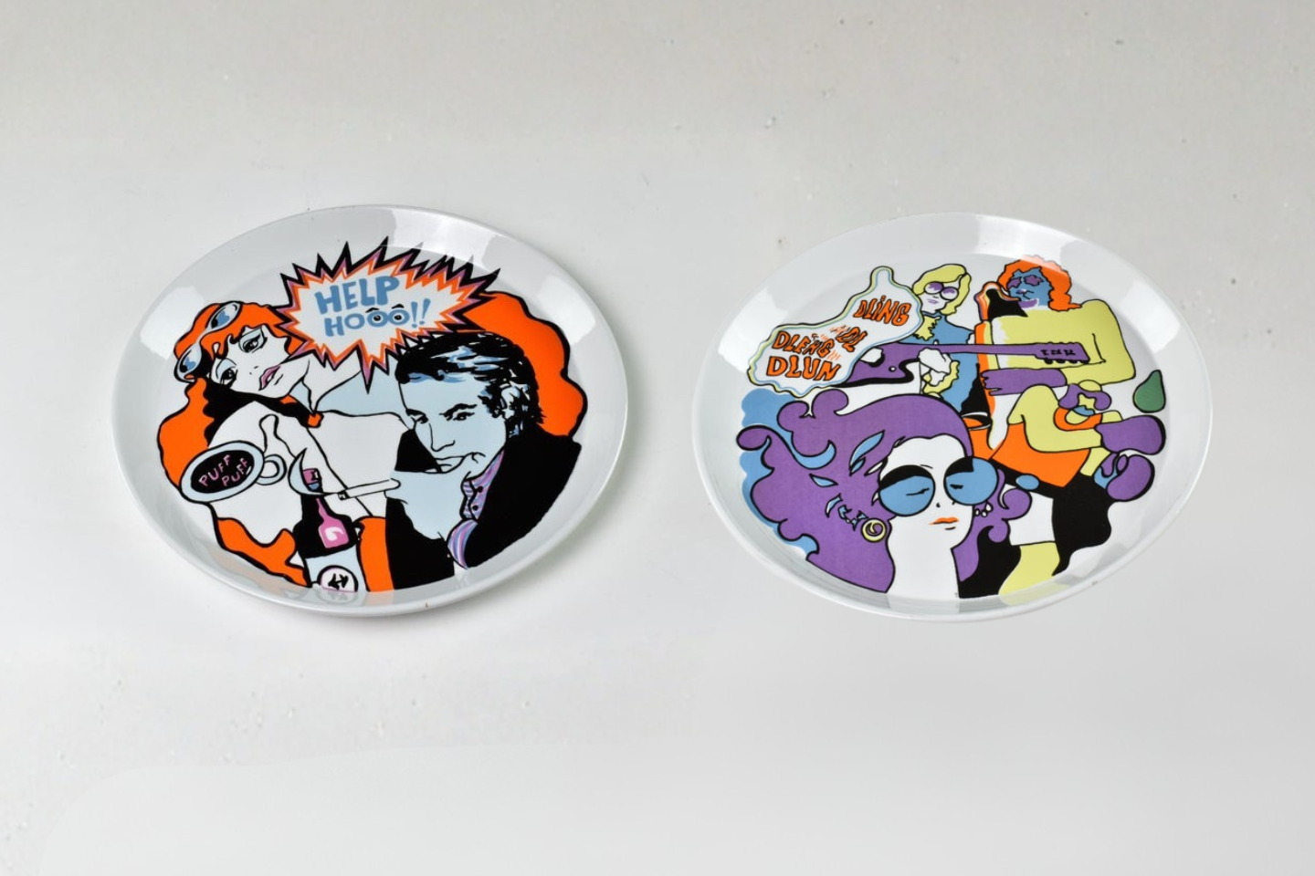 Pair of Italian Ceramic Plates by Franco Pozzi, 1965