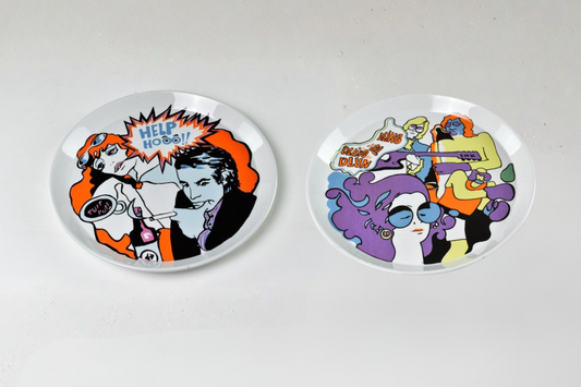 Pair of Italian Ceramic Plates by Franco Pozzi, 1965