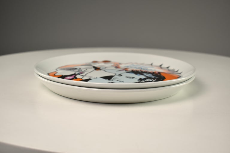 Pair of Italian Ceramic Plates by Franco Pozzi, 1965