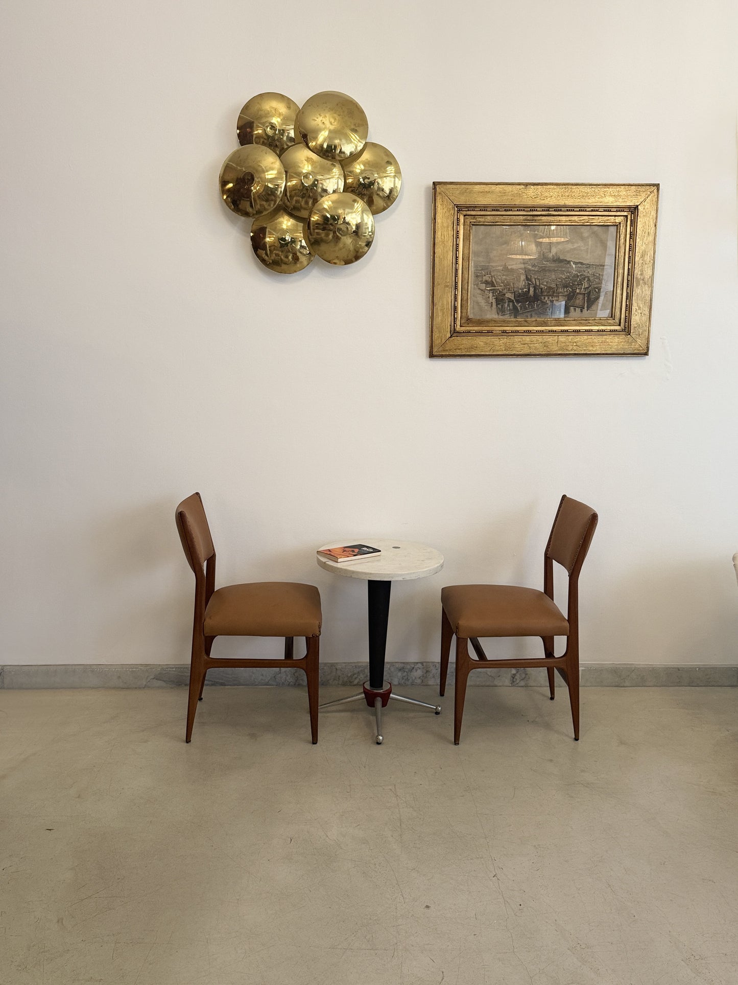 Pair of Walnut and Leather Side Chairs by Gio Ponti, Italy, 1950s