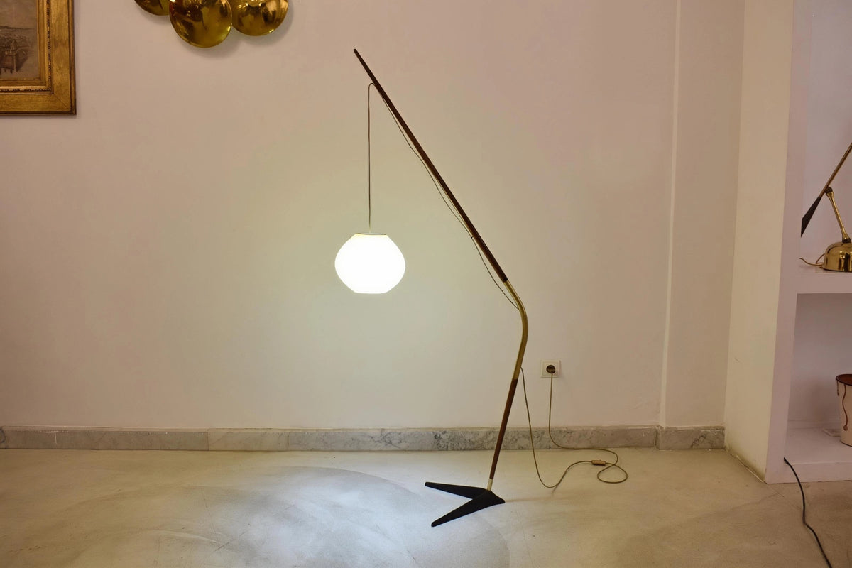 Vintage Svend Aage Holm Sørensen “Fishing Pole” Floor Lamp, Denmark, circa 1955